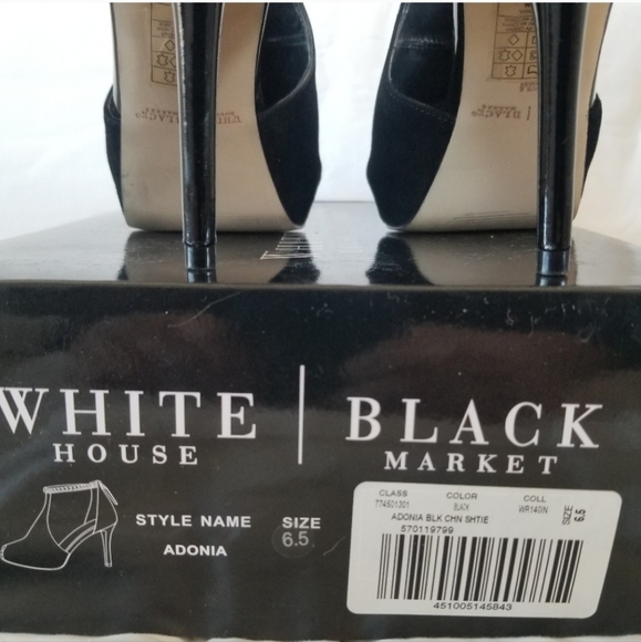 WHBM White House Black Market Adonia Black Peep Toe Stiletto Heels Boot 6.5 EUC - Picture 10 of 10